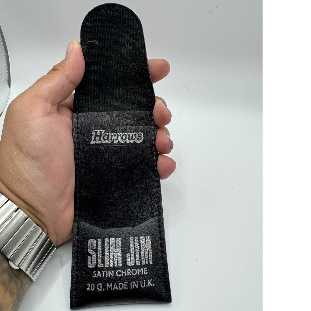 Harrows Slim Jim Satin Chrome Dart Wallet Case 20g Made UK Black‎